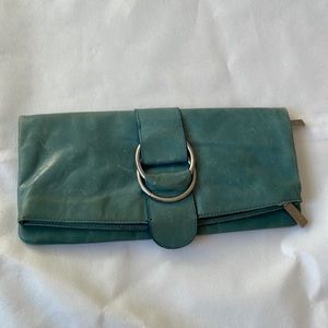 Hobo International Blue Leather Fold-over Clutch